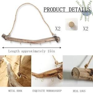 Pack of 2 Home Decor Decorative Natural Logs for Hanging